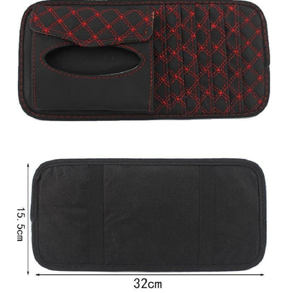 Car Visor Cd Holder, Red grid lines