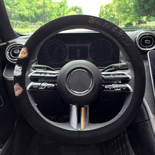 Round Style Car Universal Cartoon Pattern Plush Warm Anti-skid Steering Wheel Cover, Diameter: 38cm, Round Style