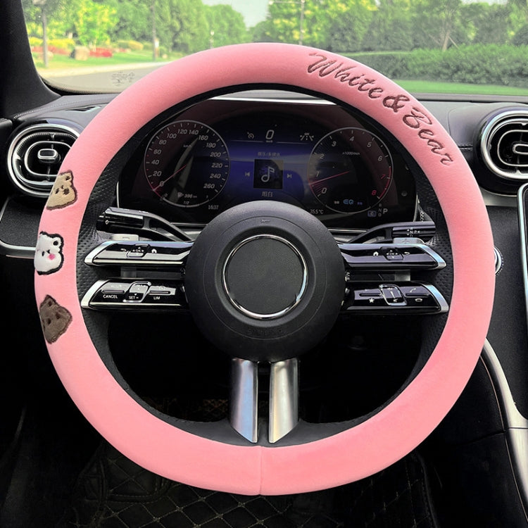 Round Style Car Universal Cartoon Pattern Plush Warm Anti-skid Steering Wheel Cover, Diameter: 38cm, Round Style