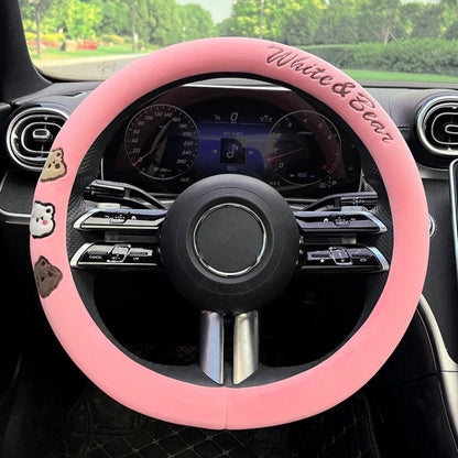Round Style Car Universal Cartoon Pattern Plush Warm Anti-skid Steering Wheel Cover, Diameter: 38cm, Round Style