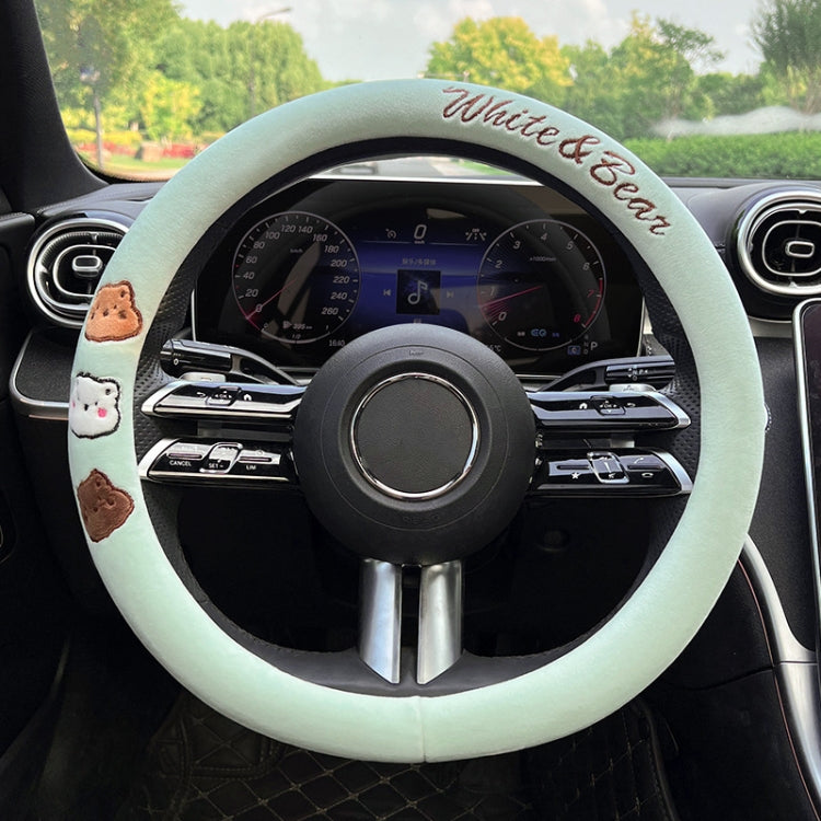 Round Style Car Universal Cartoon Pattern Plush Warm Anti-skid Steering Wheel Cover, Diameter: 38cm, Round Style