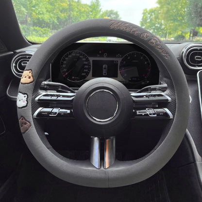Round Style Car Universal Cartoon Pattern Plush Warm Anti-skid Steering Wheel Cover, Diameter: 38cm, Round Style
