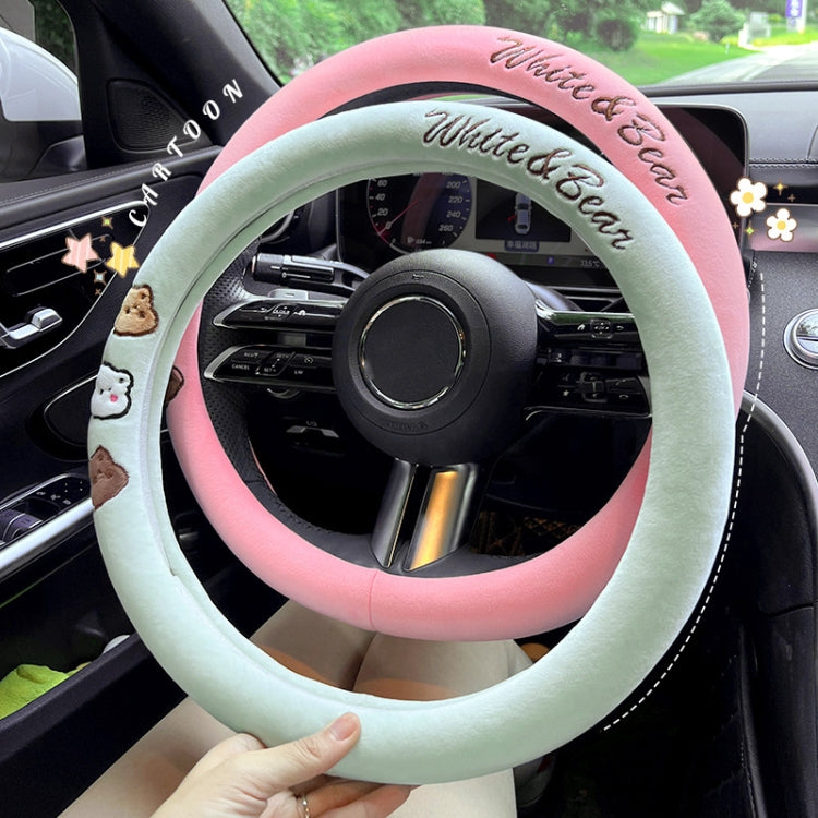 Round Style Car Universal Cartoon Pattern Plush Warm Anti-skid Steering Wheel Cover, Diameter: 38cm, Round Style