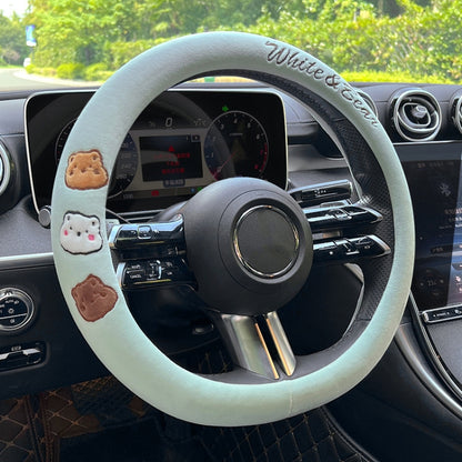 Round Style Car Universal Cartoon Pattern Plush Warm Anti-skid Steering Wheel Cover, Diameter: 38cm, Round Style