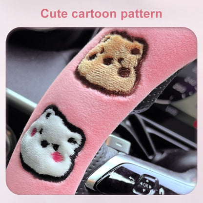 Round Style Car Universal Cartoon Pattern Plush Warm Anti-skid Steering Wheel Cover, Diameter: 38cm, Round Style