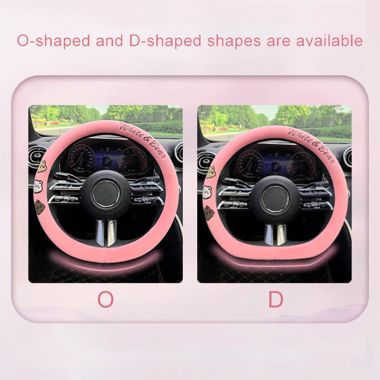 Round Style Car Universal Cartoon Pattern Plush Warm Anti-skid Steering Wheel Cover, Diameter: 38cm, Round Style