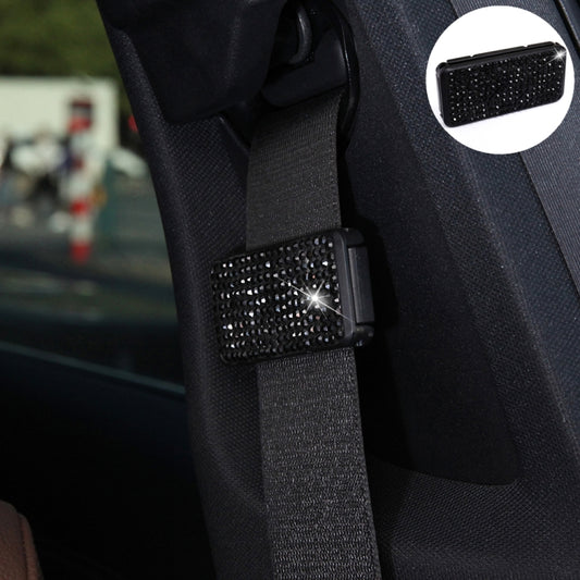 Car Seat Belts Crystal Clip Fixer Tightening Regulator, Crystal Black