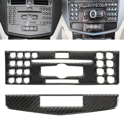 2 PCS Car CD Adjustment Frame Carbon Fiber Decorative Sticker for Mercedes-Benz W204 2007-2010, CD Adjustment Frame (B)