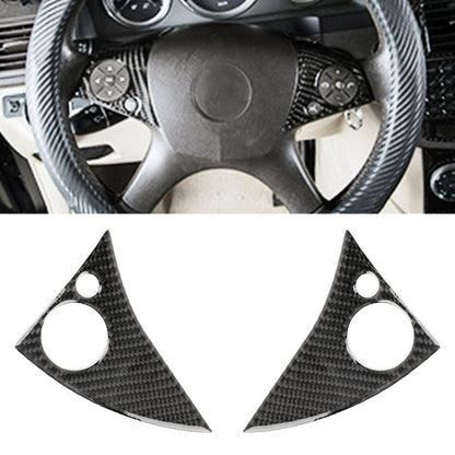 2 PCS Car Steering Wheel Button Carbon Fiber Decorative Sticker for Mercedes-Benz W204 2007-2010, Steering Wheel Button