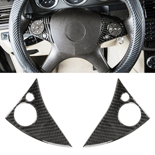 2 PCS Car Steering Wheel Button Carbon Fiber Decorative Sticker for Mercedes-Benz W204 2007-2010, Steering Wheel Button