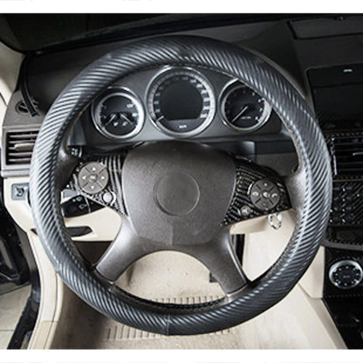 2 PCS Car Steering Wheel Button Carbon Fiber Decorative Sticker for Mercedes-Benz W204 2007-2010, Steering Wheel Button