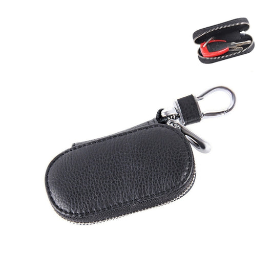 Universal Pure Cow Leather Waist Hanging Zipper Wallets Key Holder Bag (No Include Key), Key Holder Bag Black