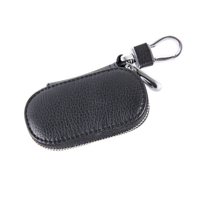 Universal Pure Cow Leather Waist Hanging Zipper Wallets Key Holder Bag (No Include Key), Key Holder Bag Black