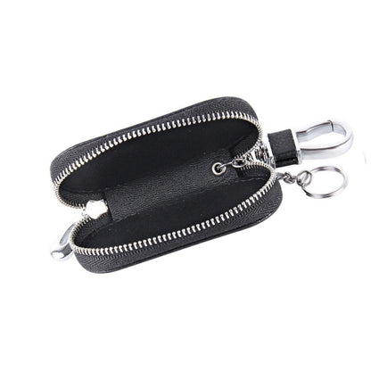 Universal Pure Cow Leather Waist Hanging Zipper Wallets Key Holder Bag (No Include Key), Key Holder Bag Black