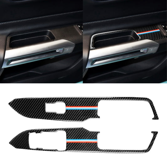 2 PCS Car USA Color Carbon Fiber Window Lift Panel Decorative Sticker for Ford Mustang 2015-2017, Left Drive, Window Lift Panel