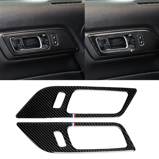 2 PCS Car USA Color Carbon Fiber Door Inner Handles Decorative Sticker for Ford Mustang 2015-2017, Door Inner Handles