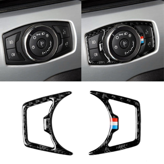 2 PCS Car USA Color Carbon Fiber Headlight Frame Decorative Sticker for Ford Mustang 2015-2017, Headlight Frame