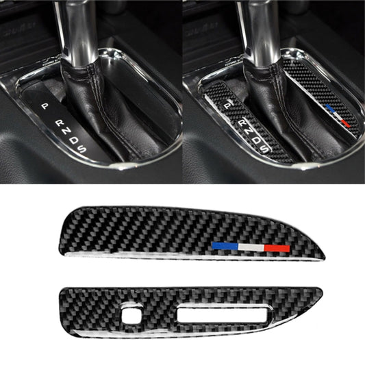2 PCS Car USA Color Carbon Fiber Gearshift Panel Decorative Sticker for Ford Mustang 2015-2017, Left Drive, Gearshift Panel