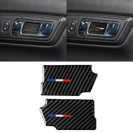 2 PCS Car USA Color Carbon Fiber Door Inner Handle Wrist Panel Decorative Sticker for Ford Mustang 2015-2017, Door Inner Handle Wrist