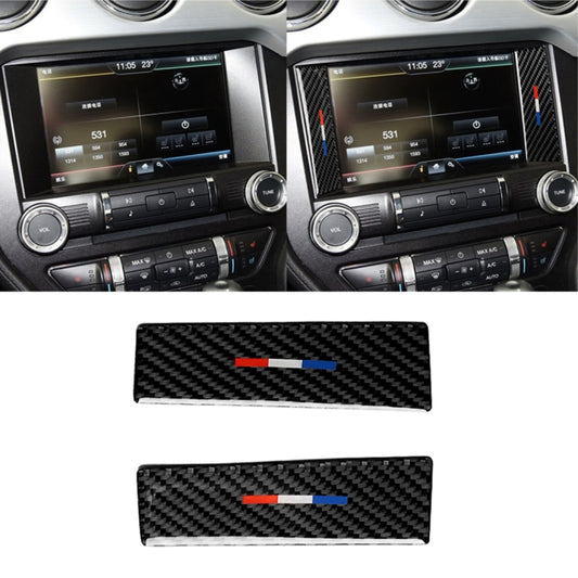 2 PCS Car USA Color Carbon Fiber Central Control Decorative Sticker for Ford Mustang 2015-2017, Central Control