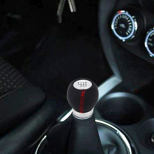 Universal Car Modified Shifter Black Leather Lever Manual 6-Speed Gear Shift Knob, 6-Speed