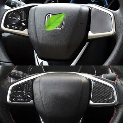 2 in 1 Carbon Fiber Steering Wheel Button Trim Interior DIY Sticker for Honda Civic 10th Gen 2016-2019(General), Button Trim