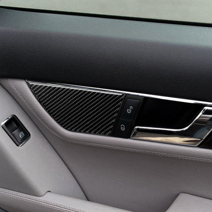 2 PCS Car Carbon Fiber Left Drive Seat Adjustment Panel Decorative Sticker for Mercedes-Benz W204 2007-2013, Left Drive Seat Adjustment (A)