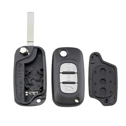 For RENAULT Clio / Megane / Kangoo / Modus Car Keys Replacement 3 Buttons Car Key Case with Foldable Key Blade, For RENAULT Clio 3 Buttons