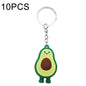 10 PCS Cute Fruit Jewelry Soft Silicone Cartoon Anthropomorphic Avocado Key Ring, Soft Silicone Avocado Shape