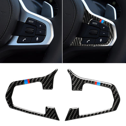 Car Tricolor Carbon Fiber Steering Wheel Button Configuration A Decorative Sticker for BMW 5 Series G30/G38 X3 G01/G08, Steering Wheel(Tricolor A)