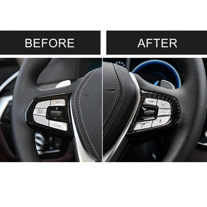 Car Carbon Fiber Steering Wheel Button Configuration B Decorative Sticker for BMW 5 Series G30/G38 X3 G01/G08, Steering Wheel Button