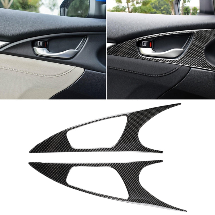 2 PCS Car Carbon Fiber Door Inner Handle Wrist Panel Decorative Sticker for Honda Tenth Generation Civic 2016-2019, Door Inner Handle Wrist Panel