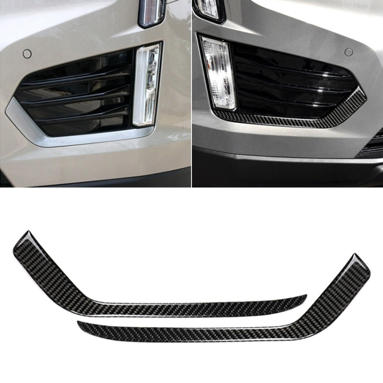 Car Carbon Fiber Front Fog Light Decorative Stripe for Cadillac XT5 2016-2017, Left Drive, Front Fog Light