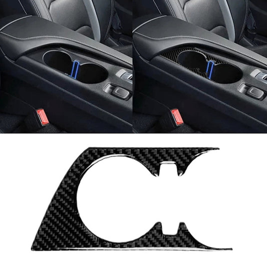 Car Carbon Fiber Water Cup Holder Decorative Sticker for Chevrolet Camaro 2017-2019, Water Cup Holder