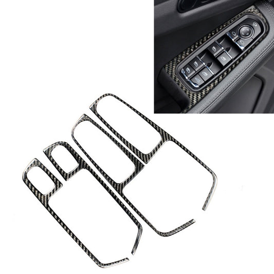 4 PCS Carbon Fiber Car Window Button Panel Decorative Sticker for Porsche Macan, Window Button Panel