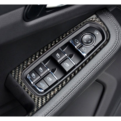 4 PCS Carbon Fiber Car Window Button Panel Decorative Sticker for Porsche Macan, Window Button Panel