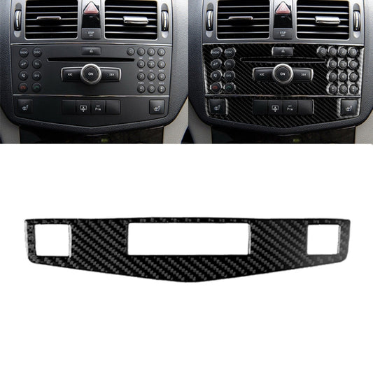 Car Carbon Fiber Center Console Panel Decorative Sticker for Mercedes-Benz W204 C Class 2007-2010, Center Console Panel