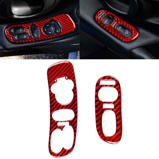 2 in 1 Car Carbon Fiber Door Control Panel  Sticker Set B for Chevrolet Corvette C5 1998-2004, Left Drive, Door Control Panel Sticker B