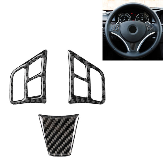 3 in 1 Car Carbon Fiber Solid Color Steering Wheel Button Decorative Sticker for BMW 3 Series E90 2005-2012, Left and Right Drive Universal, For BMW 3 Series E90 2005-2012