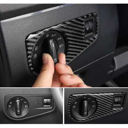 Car Carbon Fiber Headlight Switch Panel Decorative Sticker for Volkswagen Tiguan L, High Configuration, Headlight Switch, High Configuration