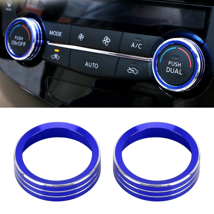 2 PCS Car Metal Air Conditioner Knob Case for Nissan X-TRAIL, For Nissan X-TRAIL (Blue), For Nissan X-TRAIL (Red), For Nissan X-TRAIL (Silver)