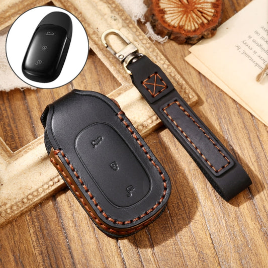 Hallmo Car Cowhide Leather Key Protective Cover Key Case for LEADING IDEAL One, For LEADING IDEAL One