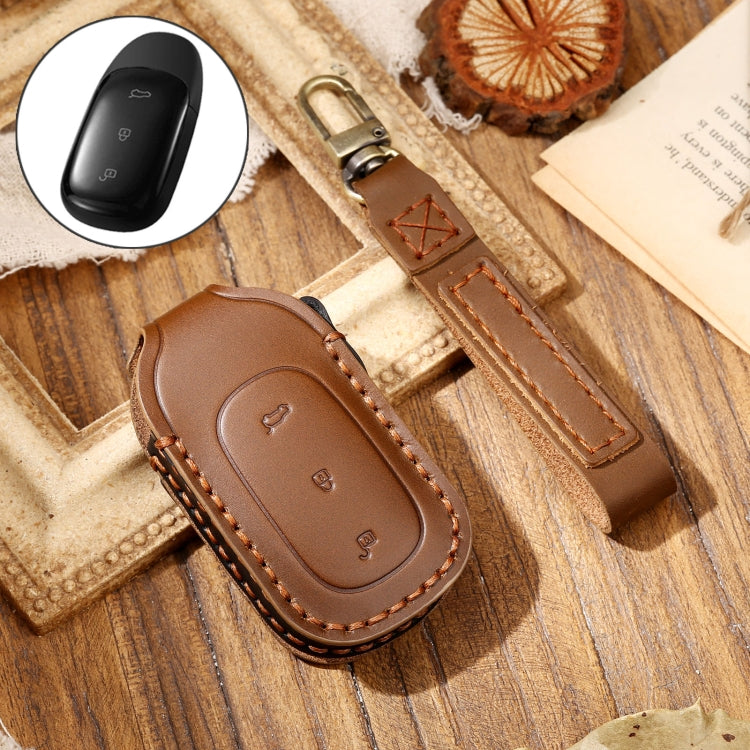 Hallmo Car Cowhide Leather Key Protective Cover Key Case for LEADING IDEAL One, For LEADING IDEAL One