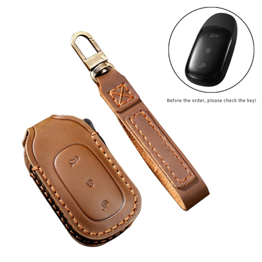 Hallmo Car Cowhide Leather Key Protective Cover Key Case for LEADING IDEAL One, For LEADING IDEAL One