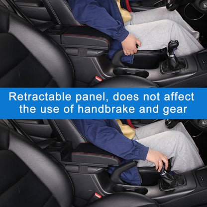 Car Multi-functional Dual USB Armrest Box Booster Pad, Microfiber Leather Curved Type