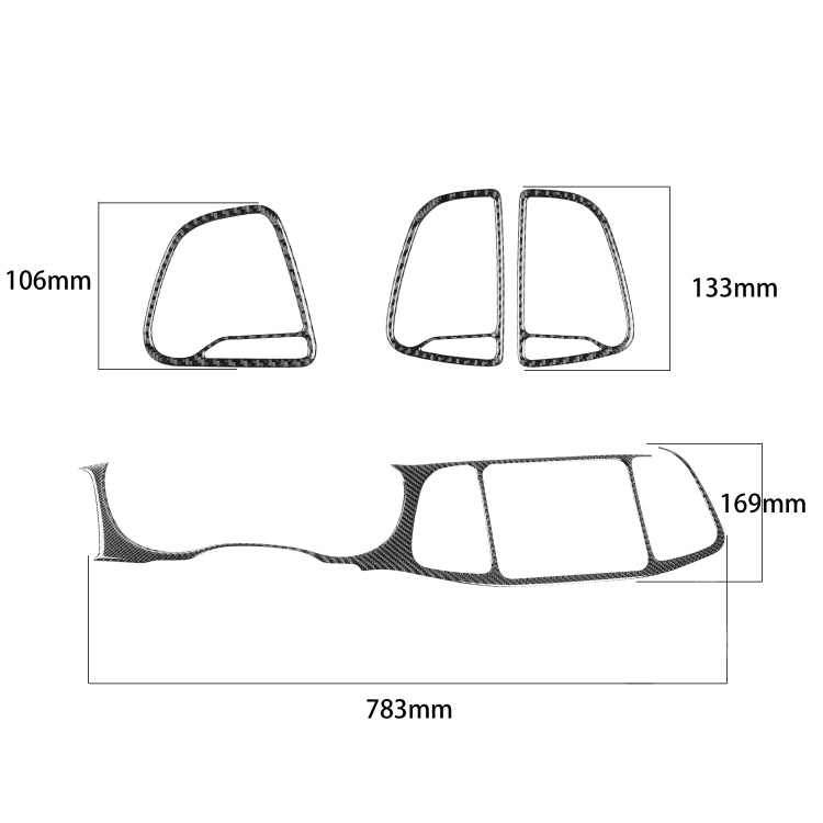 4 PCS / Set Carbon Fiber Car Central Control Instrument Set Decorative Sticker for Dodge Challenger 2015 to Now, Left Driving, Central Control Instrument Set