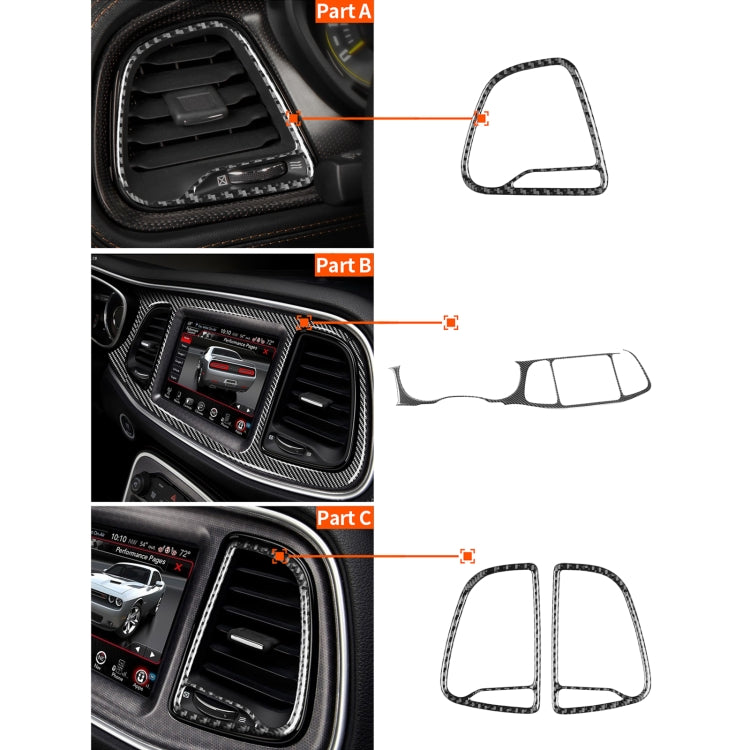 4 PCS / Set Carbon Fiber Car Central Control Instrument Set Decorative Sticker for Dodge Challenger 2015 to Now, Left Driving, Central Control Instrument Set