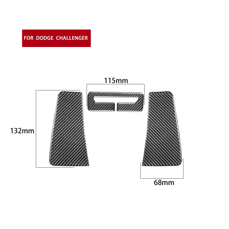 3 PCS / Set Carbon Fiber Car Seat Belt Panel Decorative Sticker for Dodge Challenger 2015 to Now, Left Driving, Seat Belt Panel