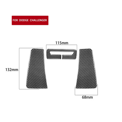 3 PCS / Set Carbon Fiber Car Seat Belt Panel Decorative Sticker for Dodge Challenger 2015 to Now, Left Driving, Seat Belt Panel