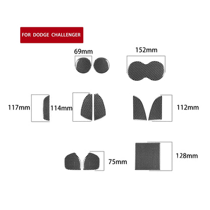 11 PCS / Set Carbon Fiber Car Door Slot Pad Decorative Sticker for Dodge Challenger 2015 to Now, Left Driving, Door Slot Pad